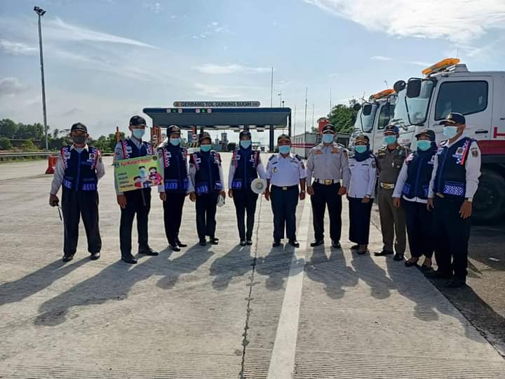 Operasi Yustisi Covid-19 Kabupaten Lampung Tengah di Exit Tol Terbanggi Besar