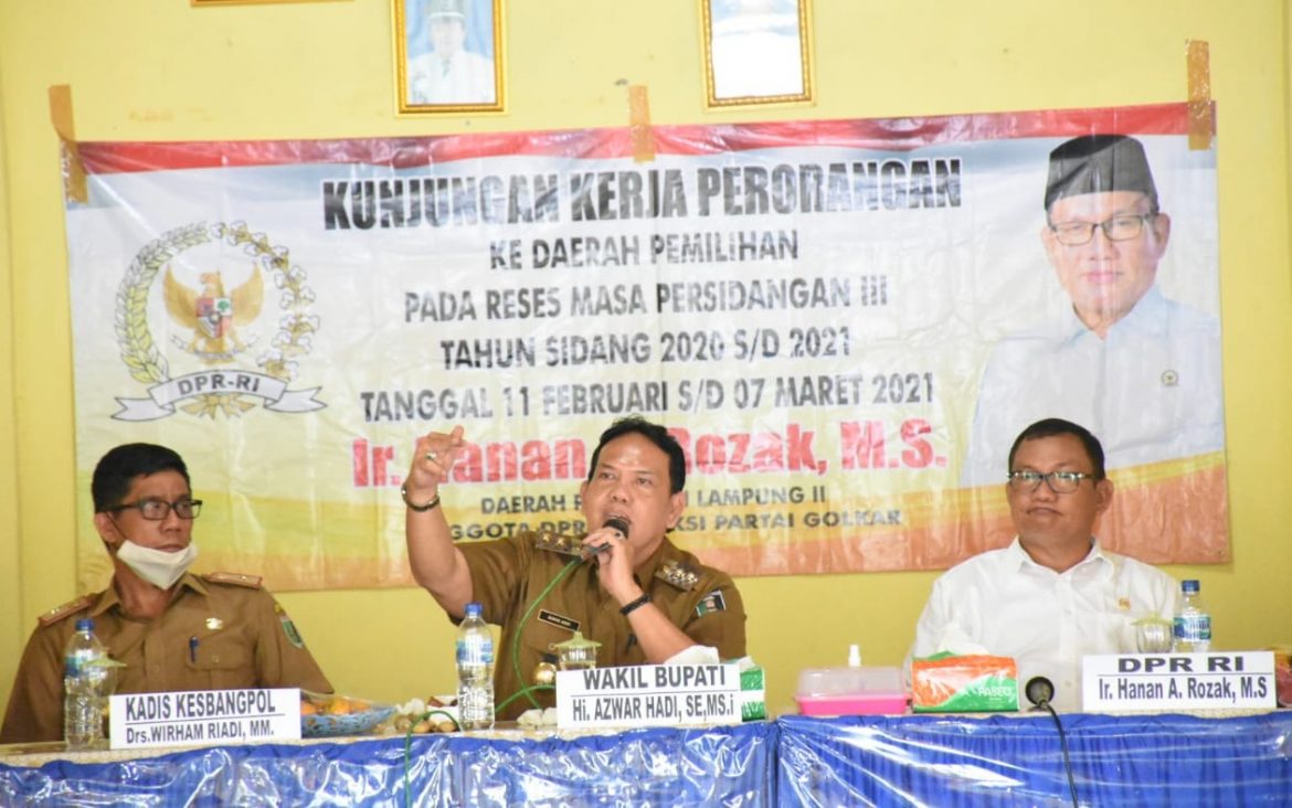 Wabup Lamtim Azwar Hadi Memberi Sambutan Dalam Acara Kunjungan Kerja Kecamatan Raman Utara