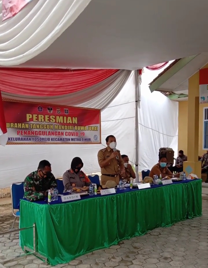 Walikota Metro Meresmikan Kelurahan Tangguh Mandiri Ruwai Jurai di Yosorejo Metro Timur.