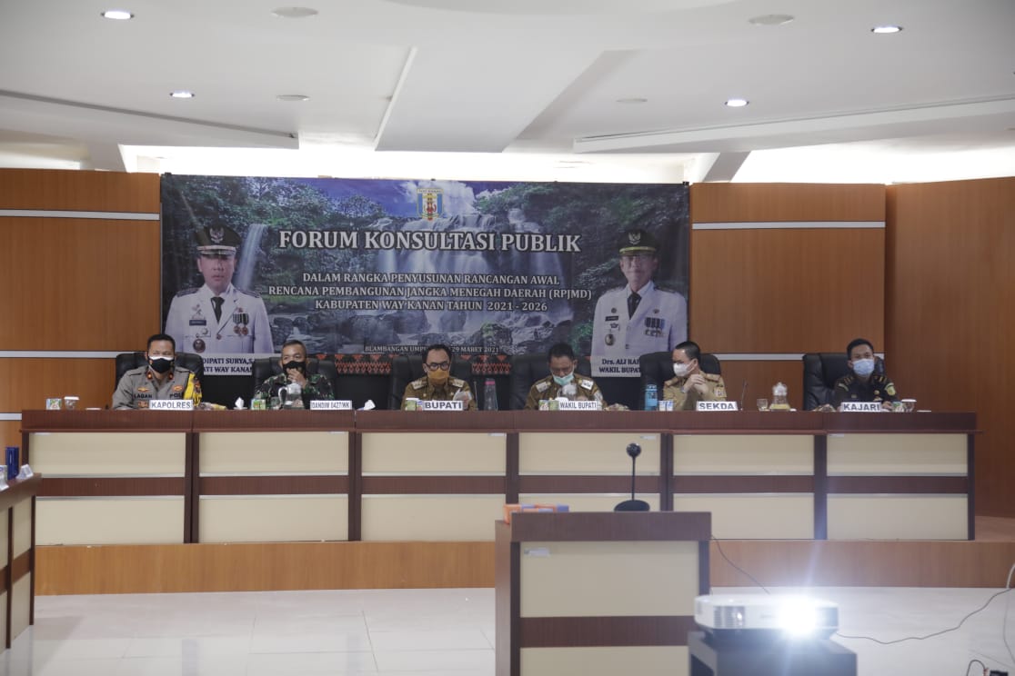 Forum Konsultasi Publik Rencana Pembangunan Jangka Menengah (RPJM) Kabupaten Way Kanan Tahun 2021-2026 secara virtua
