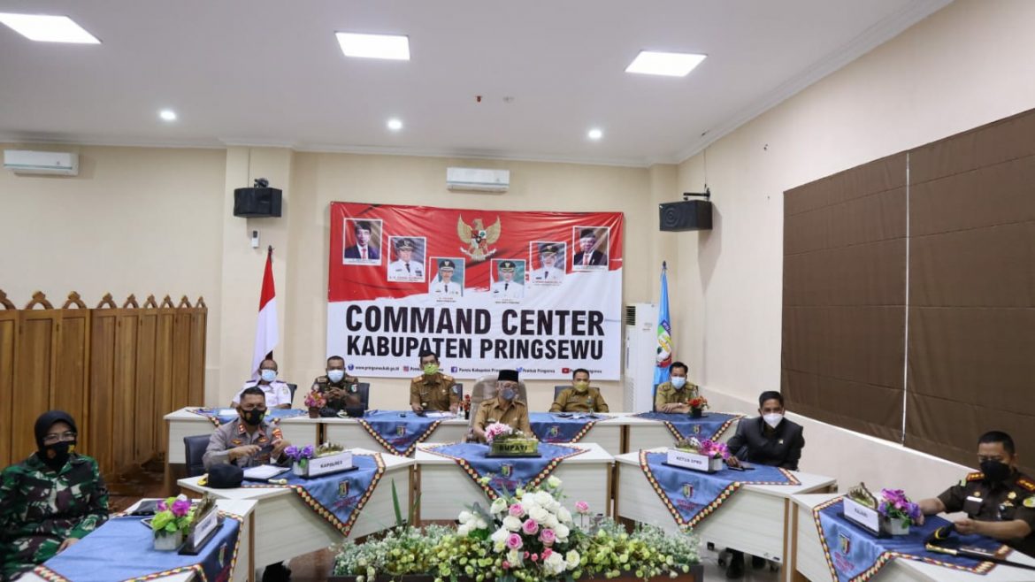 Forkopimda Pringsewu Ikuti Rakor Virtual Penegakan Disiplin Prokes dan Penanganan Covid-19