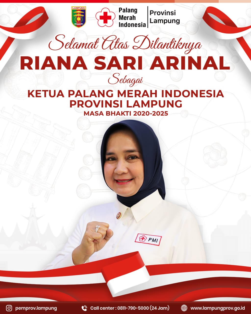 Selamat dan sukses atas pelantikan Ibu Riana Sari Arinal sebagai Ketua PMI Provinsi Lampung