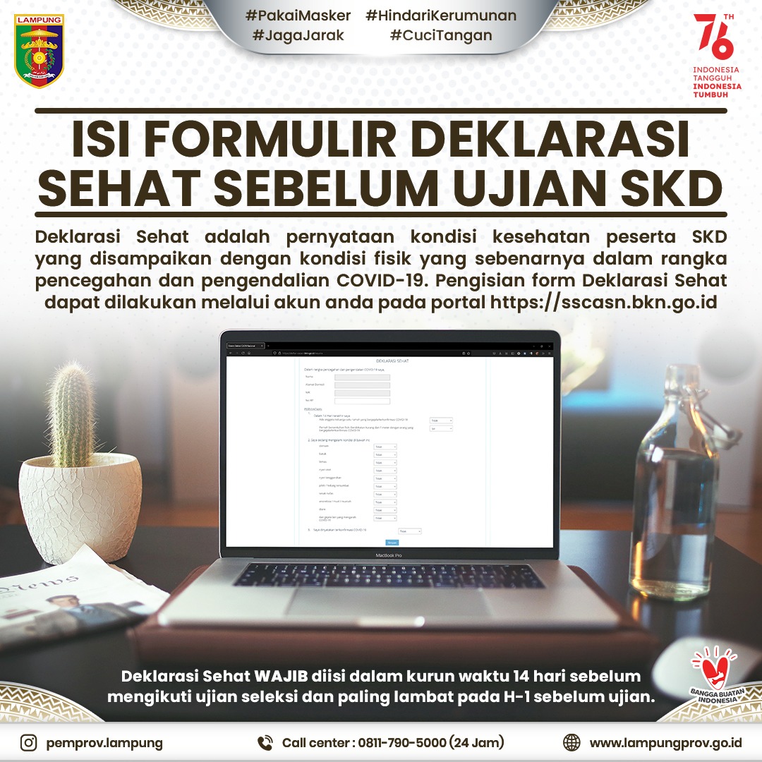 Isi Formulir Deklarasi Sehat Sebelum Ujian SKD