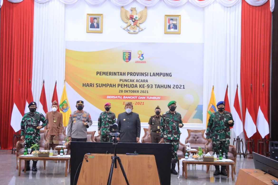 Danrem 043/Gatam Ikuti Peringatan Puncak Acara Hari Sumpah PemudaKe-93 Tahun 2021 Secara Virtual