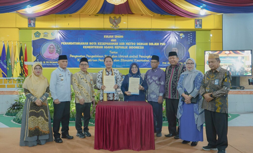 DORONG PENGELOLAAN HAJI, WAKIL WALIKOTA METRO HADIRI MOU IAIN DENGAN DIRJEN PHU