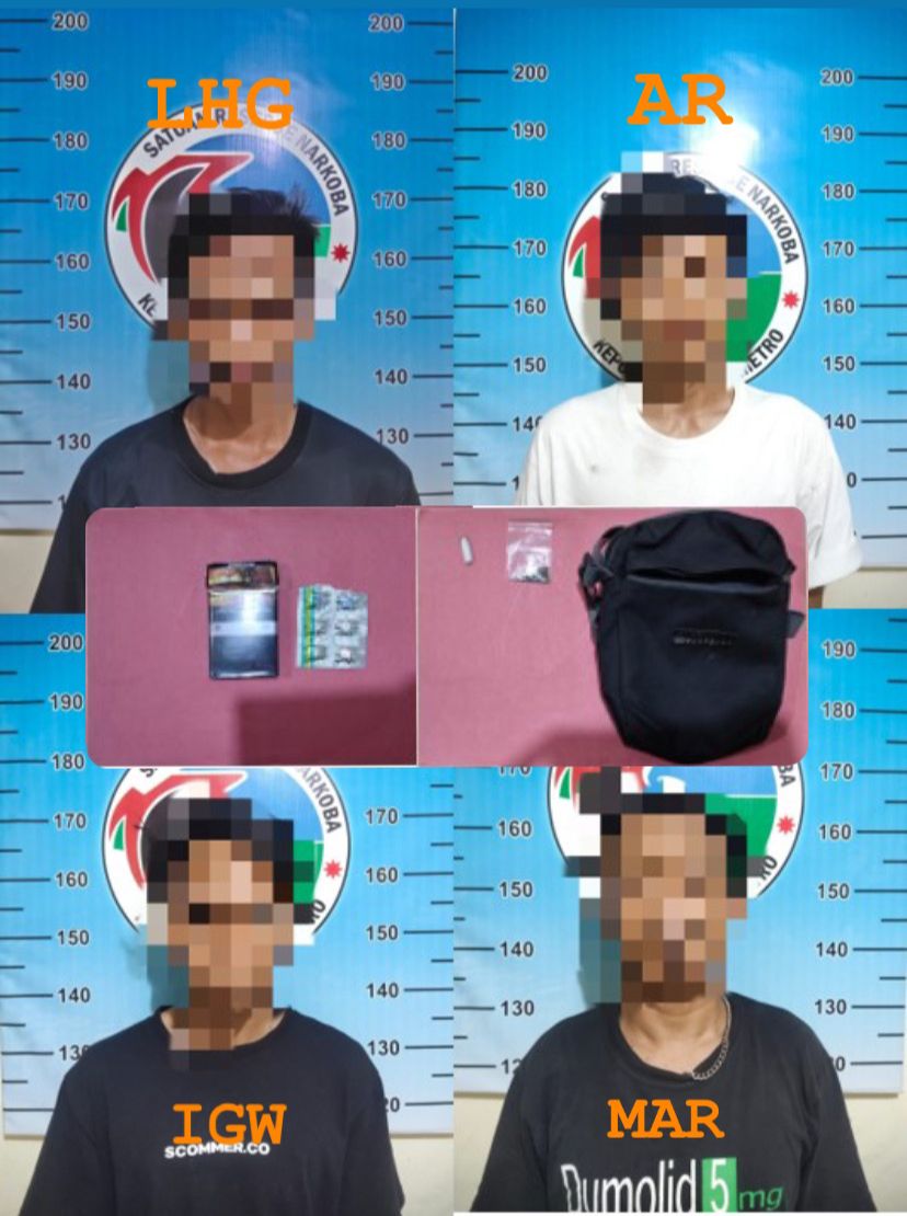 Asik Konsumsi Narkotika, Empat Pemuda Digelandang Sat Narkoba Polres Metro