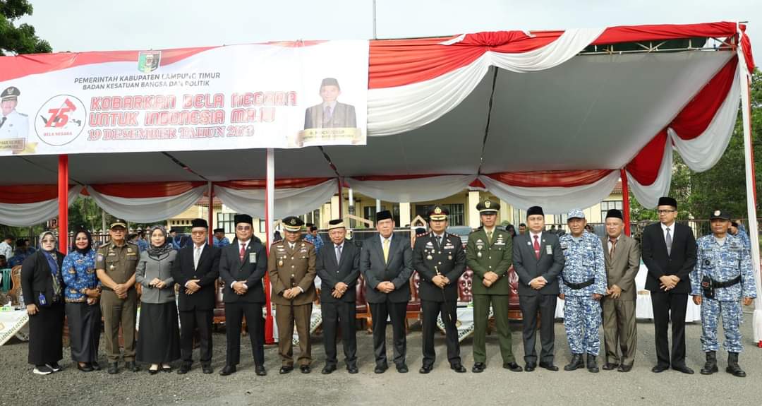 Bupati Lamtim Menjadi Inspektur Upacara Peringatan Hari Bela Negara Ke 75 Kabupaten Lampung Timur
