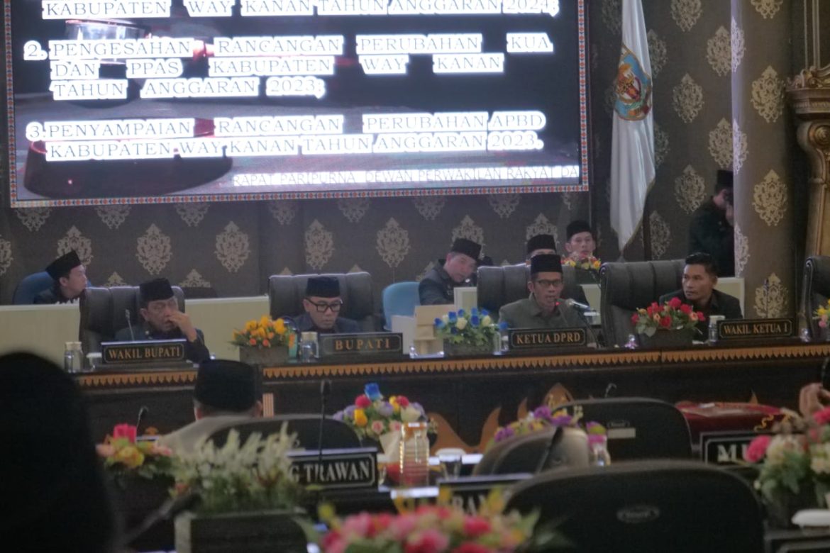 Rapat Paripurna DPRD Way Kanan Penyampaian Rancangan Peraturan Daerah Tentang Perubahan APBD Tahun Anggaran 2023