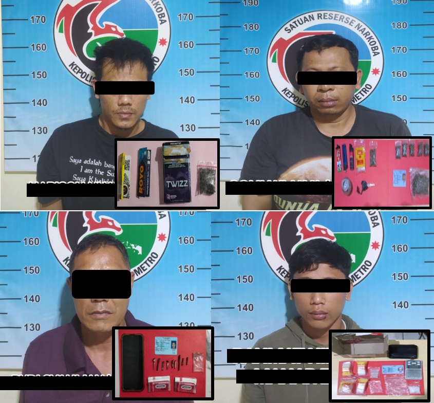 Dalam 2 Hari, Satresnarkoba Polres Metro Tangkap 4 Pria Yang Memiliki Narkoba Jenis Sabu Dan Ganja