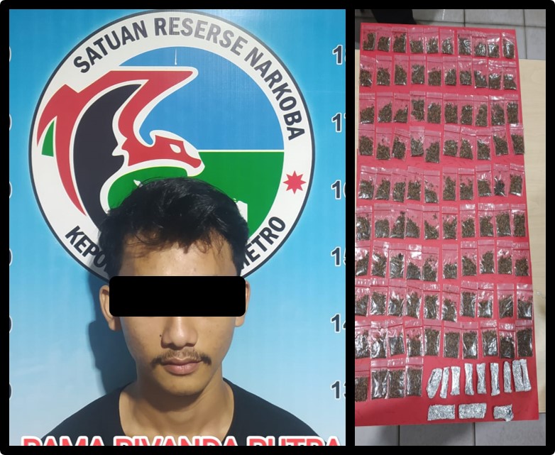 Simpan Ratusan Paket Tembakau Sinte, Remaja Ini Di Amankan Sat narkoba Polres Metro