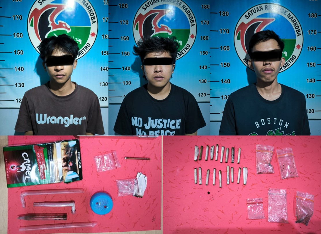 Tiga Pemuda Diamankan Polisi di Metro Timur, Diduga Konsumsi Narkotika