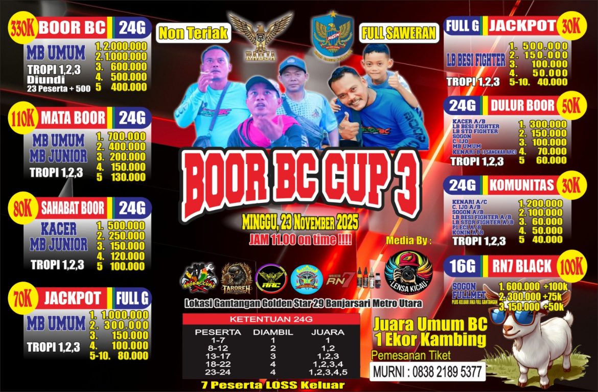 BOOR BC CUP 3 Akan Gelar Turnamen Burung